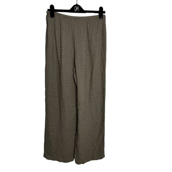 Eileen Fisher Check Print Straight Leg Pant Taupe Black Small Vintage 8 Rayon - Picture 4 of 7